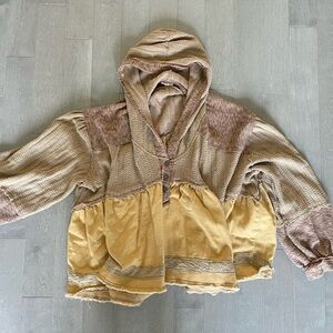 POL Tan and Brown Hooded Sweatshirt
